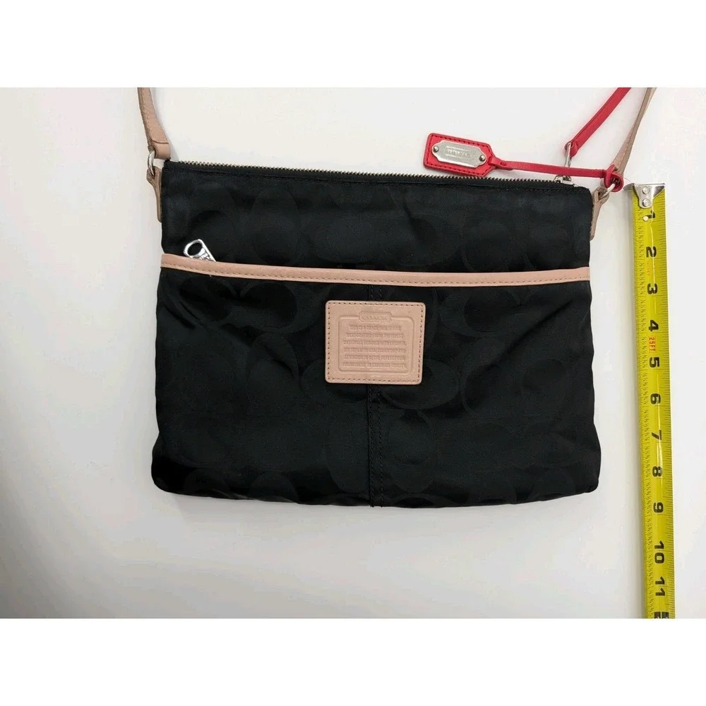 Coach Black Heritage Signature Weekend Nylon Crossbody Logo Limited Red Details